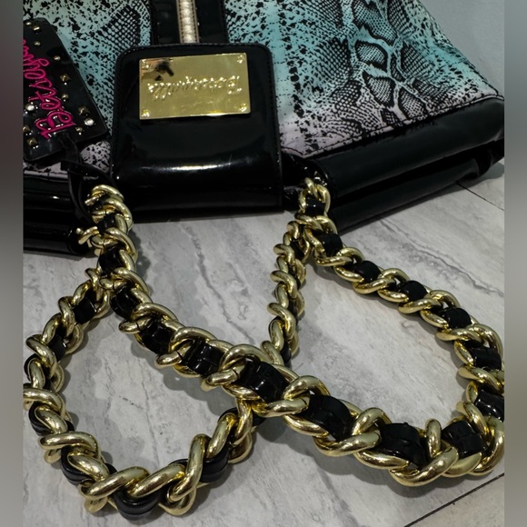 Betsey Johnson “Betseyville” Vintage Ombre Python Print Tote Bag - Picture 8 of 11